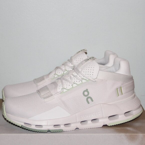 On Running White and Light Green Athletic Shoes - Picture 2 of 6